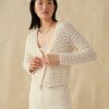 Apparel * | White + Warren Italian Blend Crochet Cardigan Ivory