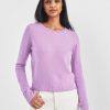 Apparel * | White + Warren Sweaters Essential Cashmere Shrunken Crewneck Bright Lavender