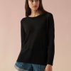 Apparel * | White + Warren Linen Easy Crewneck Vacation Wardrobe Black