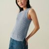 Apparel * | White + Warren Summer Staples Cotton Linen Marled Tank Chambray Marl