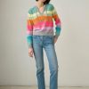 Apparel * | White + Warren Cashmere Rainbow Striped Hoodie Best-Sellers Rainbow Multi