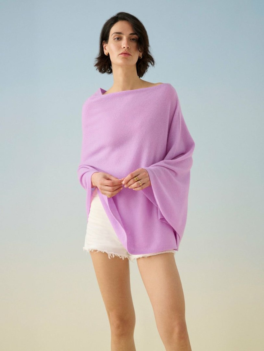 Apparel * | White + Warren Cashmere Two Way Angled Topper Bright Mauve