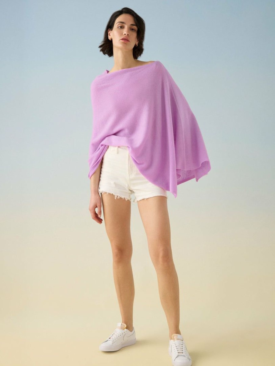 Apparel * | White + Warren Cashmere Two Way Angled Topper Bright Mauve