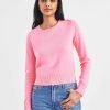 Apparel * | White + Warren Essential Cashmere Shrunken Crewneck Almost Gone Neon Peony