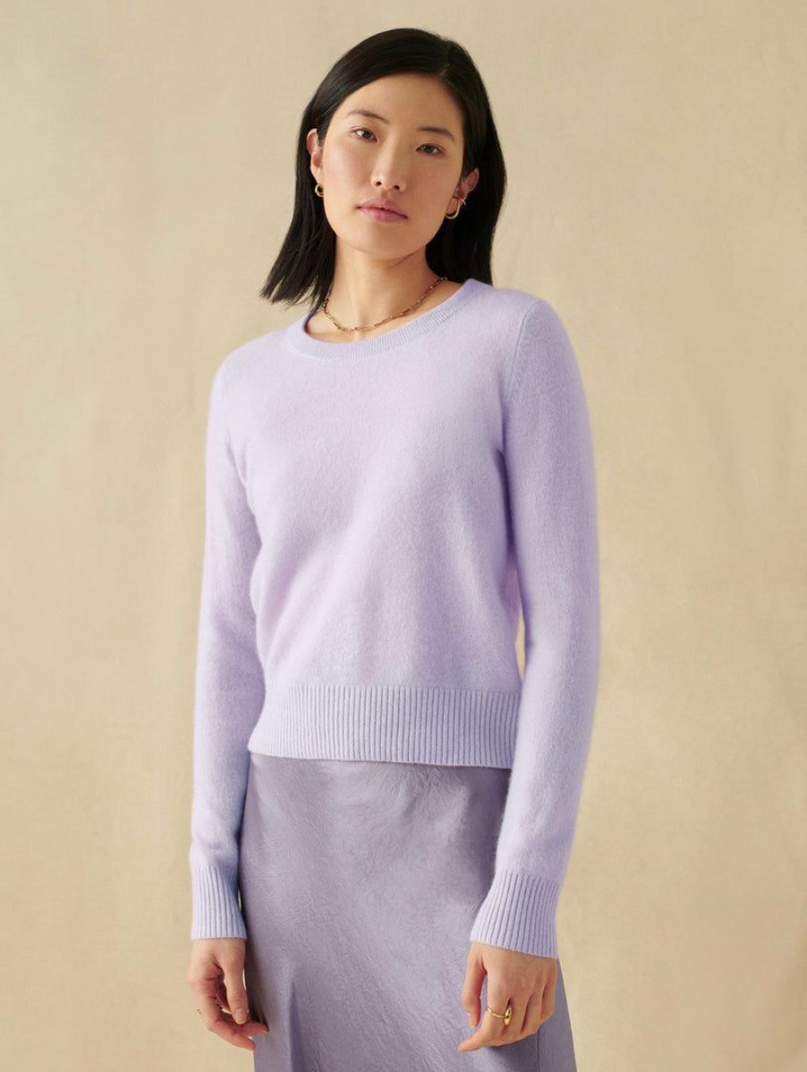 Apparel * | White + Warren Essential Cashmere Shrunken Crewneck Best-Sellers Lilac Shadow