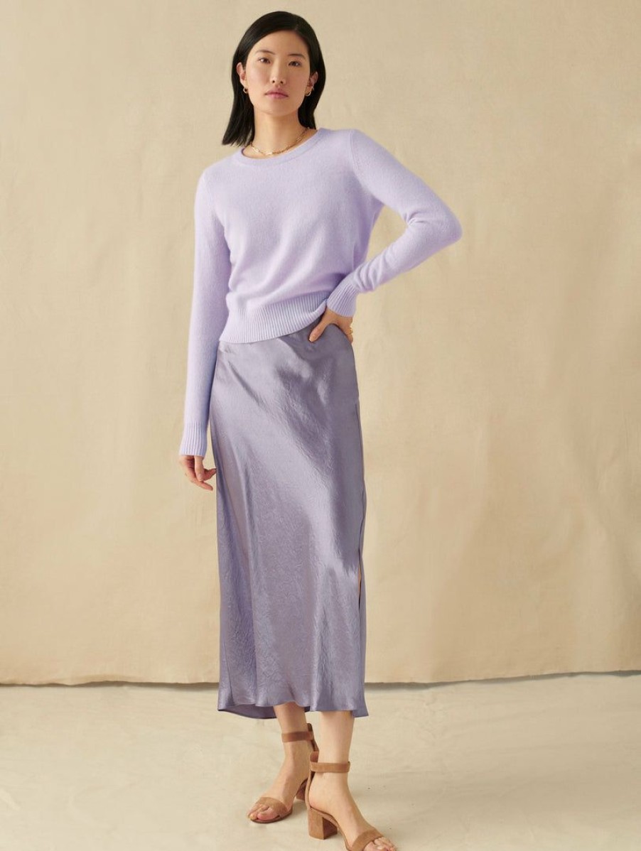 Apparel * | White + Warren Essential Cashmere Shrunken Crewneck Best-Sellers Lilac Shadow