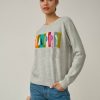 Apparel * | White + Warren Cashmere Happy Sweatshirt Misty Grey Heather Combo