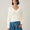 Apparel * | White + Warren Summer Staples Lofty Cotton Cropped V Neck White