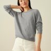 Apparel * | White + Warren Cashmere Sweatshirt Sweaters Grey Heather