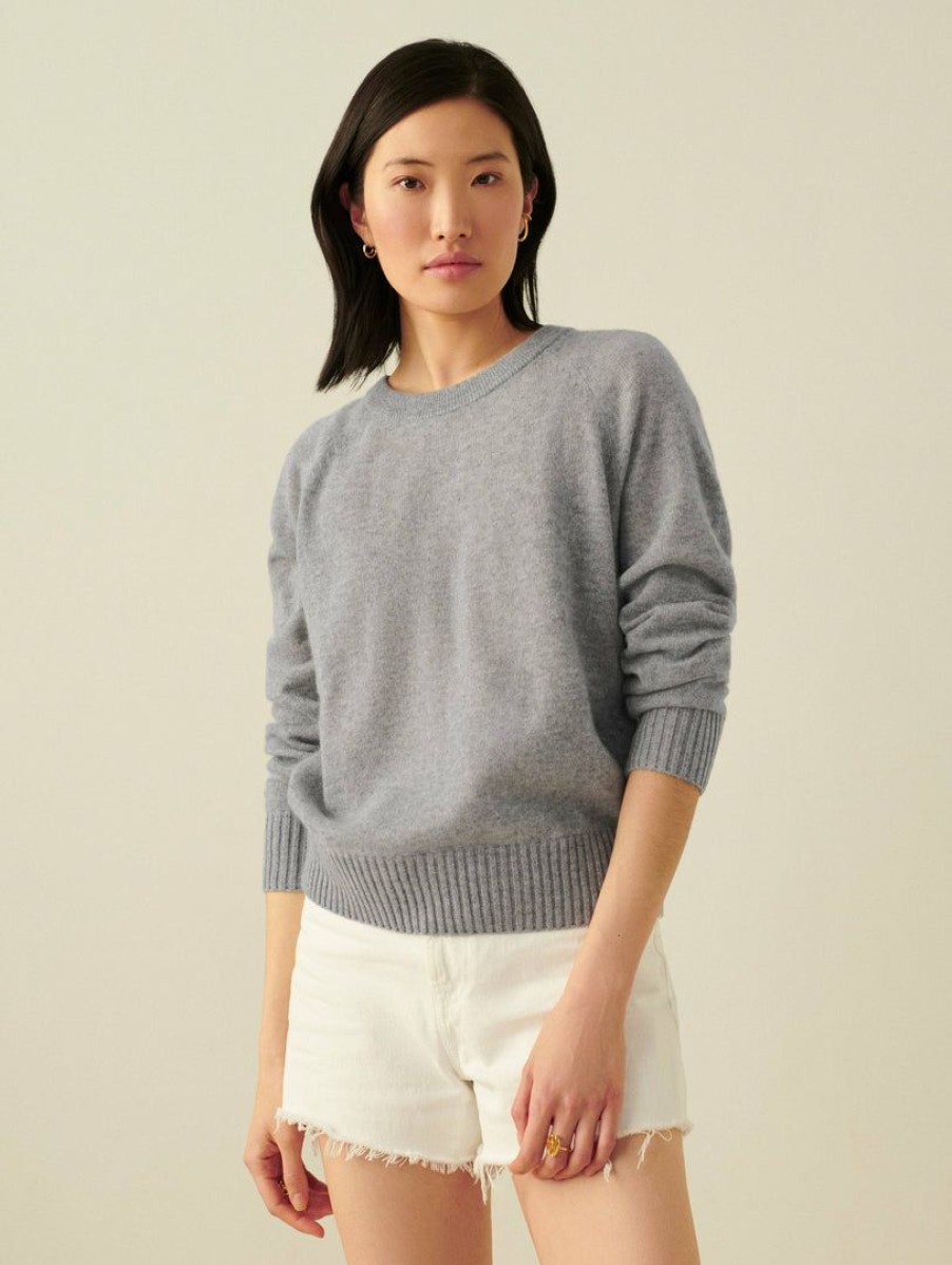 Apparel * | White + Warren Cashmere Sweatshirt Sweaters Grey Heather