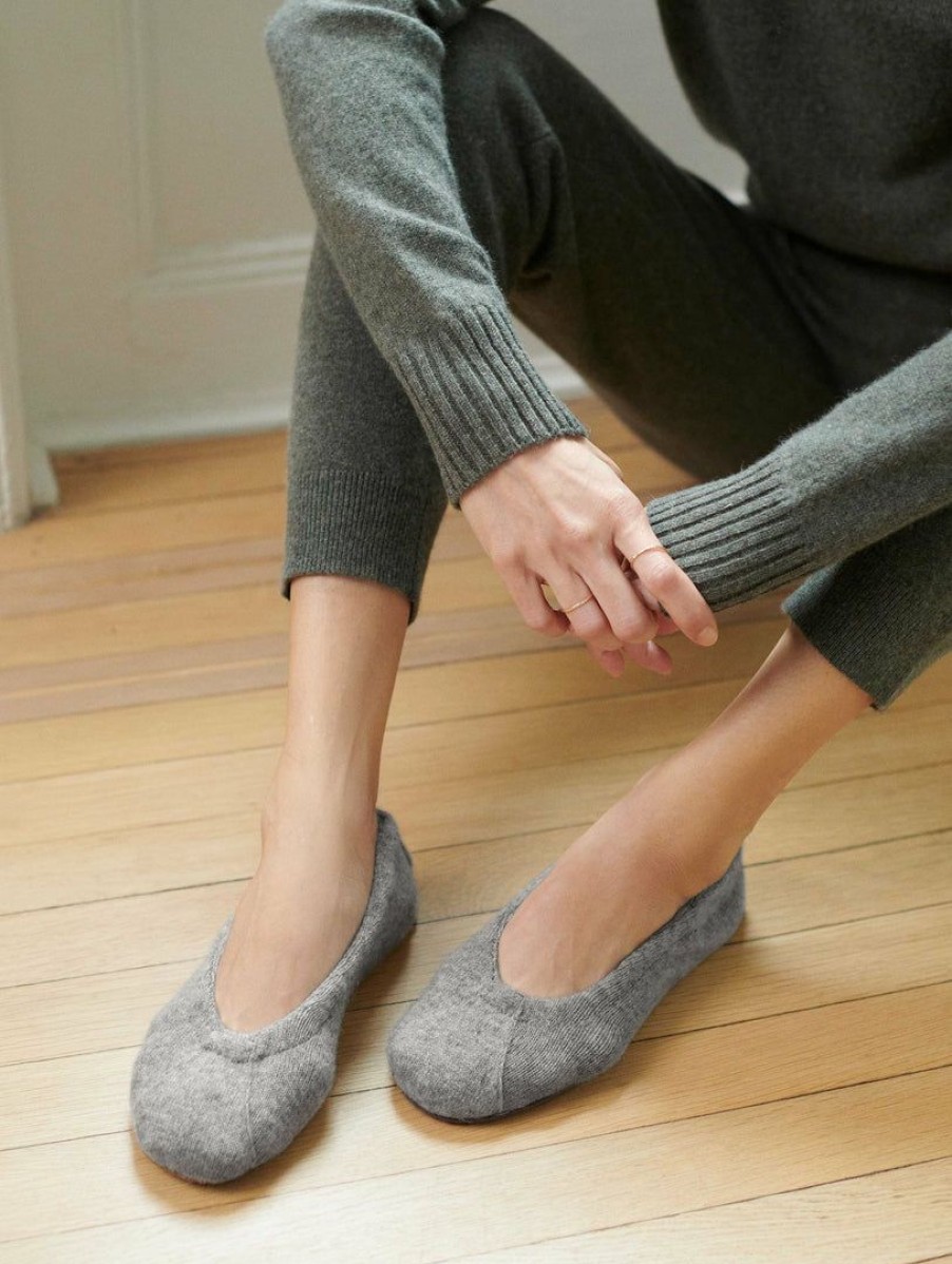 Apparel * | White + Warren Cashmere Ballet Slipper Almost Gone Grey Heather