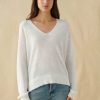 Apparel * | White + Warren Linen Easy V Neck Best-Sellers White