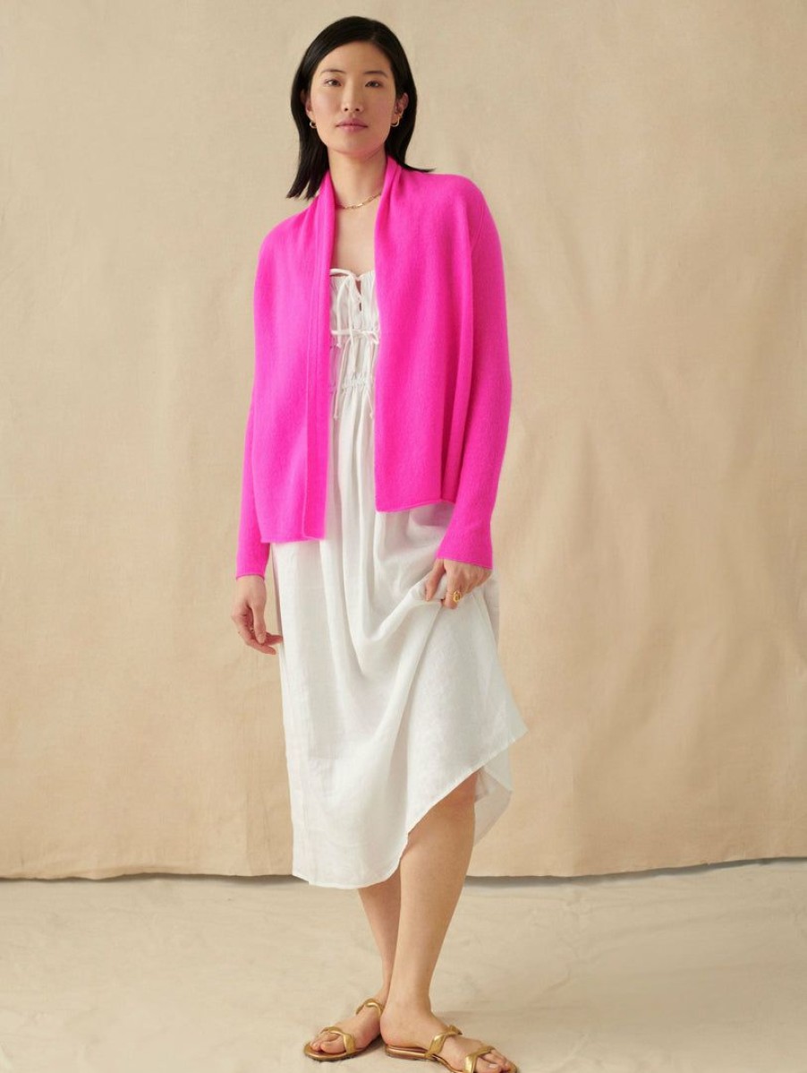 Apparel * | White + Warren Essential Cashmere Mini Trapeze Electric Fuchsia