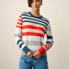 Apparel * | White + Warren Cashmere Mixed Stripe Crewneck Best-Sellers Neutral Combo