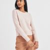 Apparel * | White + Warren Essential Cashmere Shrunken Crewneck Pink Sand