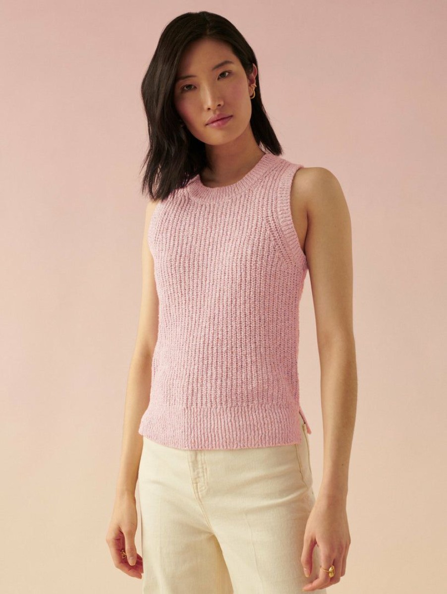 Apparel * | White + Warren Cotton Linen Marled Tank Summer Staples Sherbet Marl