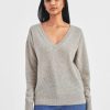 Apparel * | White + Warren Cashmere V Neck Misty Grey Heather