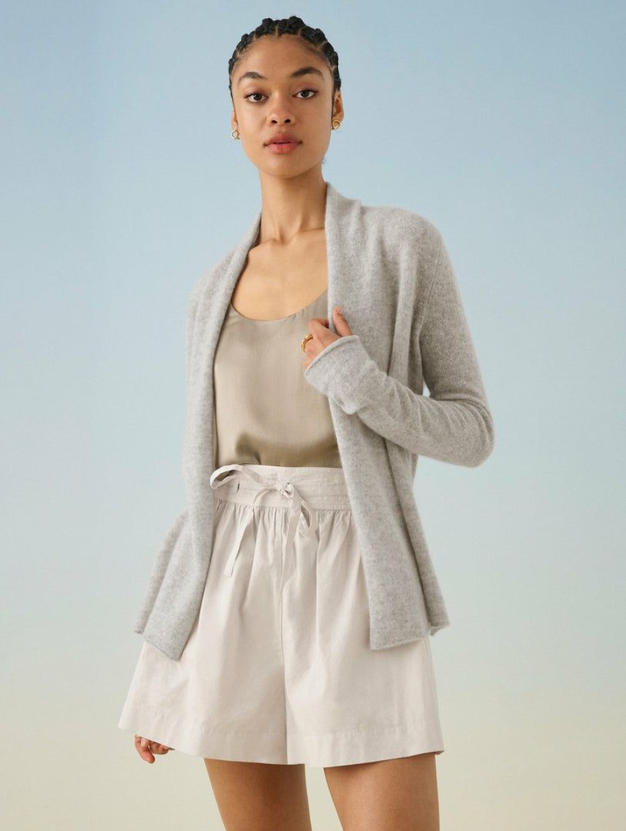 Apparel * | White + Warren Summer Staples Essential Cashmere Mini Trapeze Misty Grey Heather