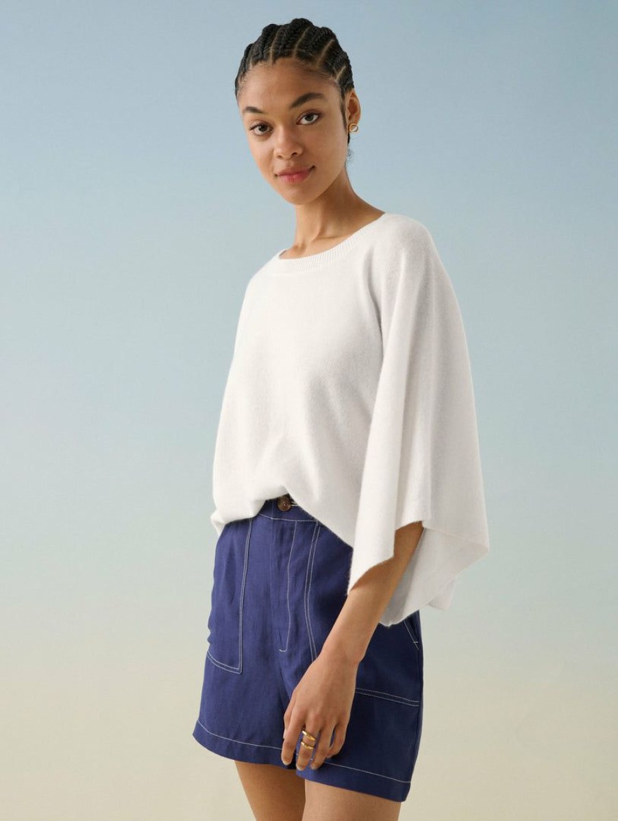 Apparel * | White + Warren Celebration Shop Cashmere Draped Top Soft White