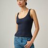 Apparel * | White + Warren Color Shop Cotton Silk Tank Navy