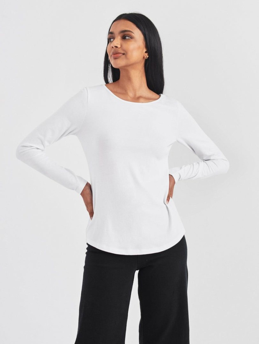 Apparel * | White + Warren Tops + Tees Cotton Modal Boatneck Tee White