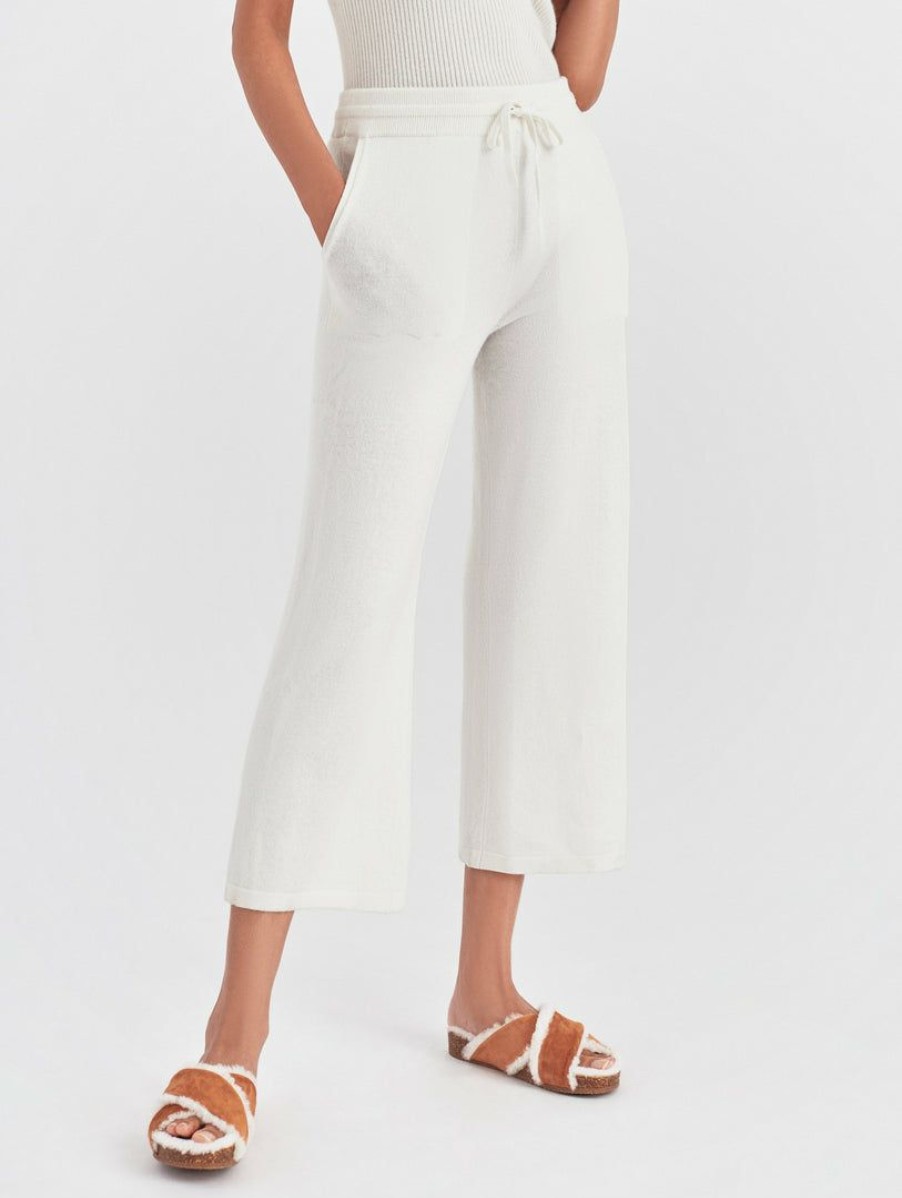 Apparel * | White + Warren Cashmere Cropped Wide Leg Pant Soft White