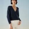 Apparel * | White + Warren Cotton Silk Ribbed Ballet Top Color Shop Navy