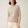 Apparel * | White + Warren Essential Cashmere Tee Toffee Heather