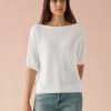 Apparel * | White + Warren Linen Off Shoulder Tee Best-Sellers White