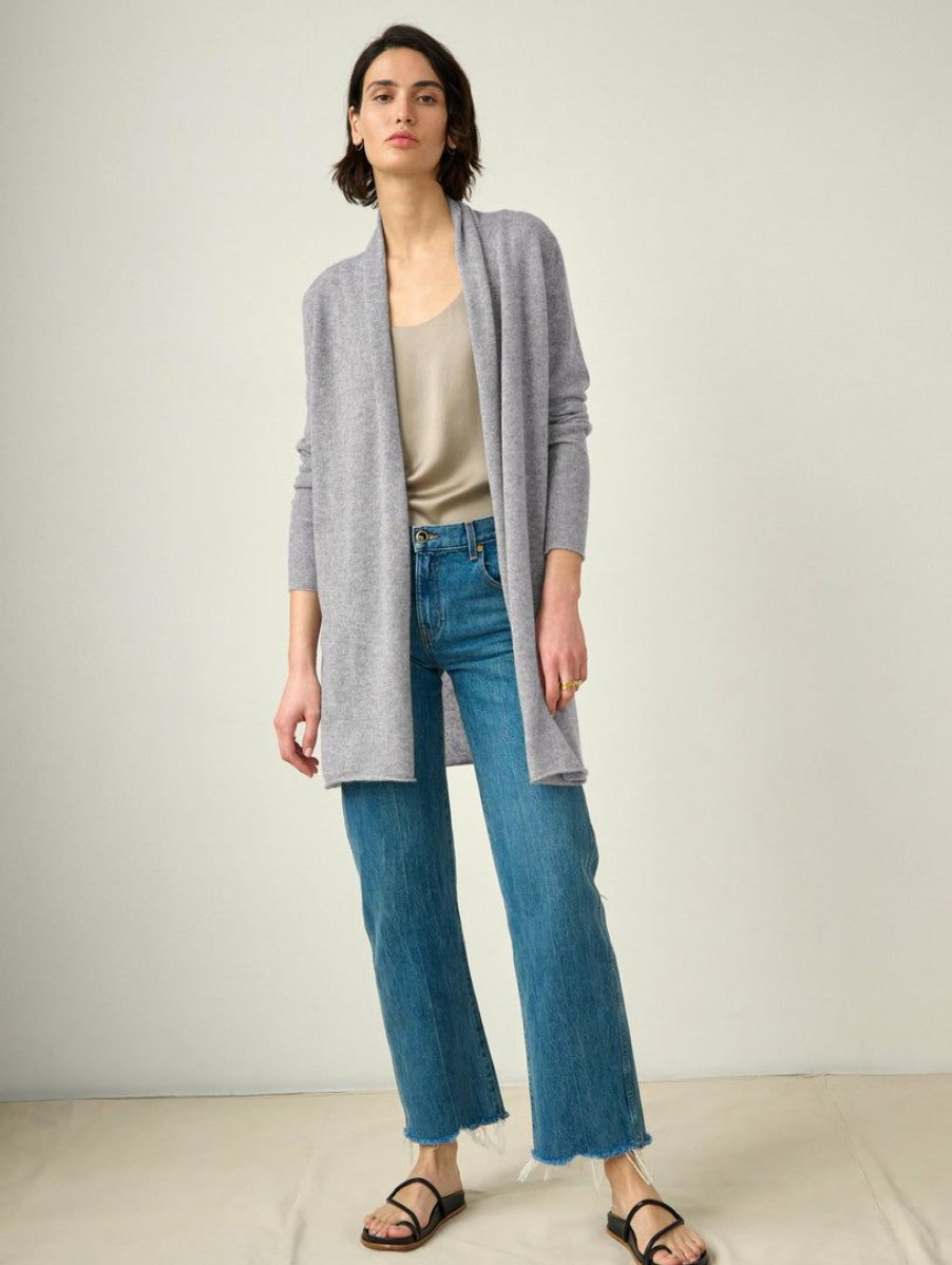 Apparel * | White + Warren Summer Staples Essential Cashmere Trapeze Cardigan Grey Heather