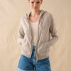 Apparel * | White + Warren Cashmere Zip Up Hoodie Cardigans Misty Grey Heather