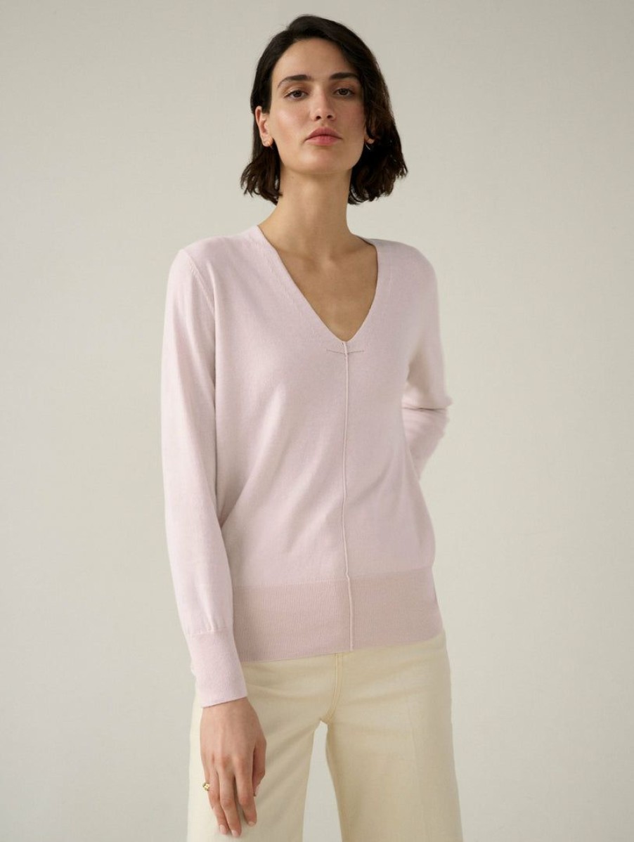 Apparel * | White + Warren Cotton Silk V Neck Color Shop Light Blush