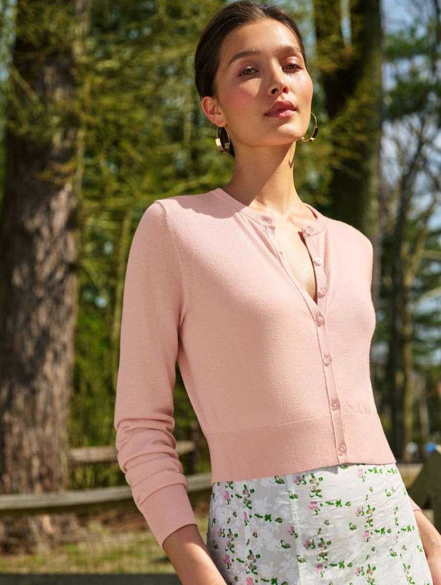 Apparel * | White + Warren Celebration Shop Silk Cashmere Button Cardigan Blush