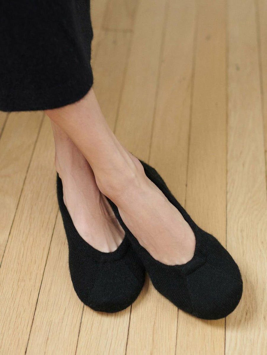 Apparel * | White + Warren Lounge Cashmere Ballet Slipper Black