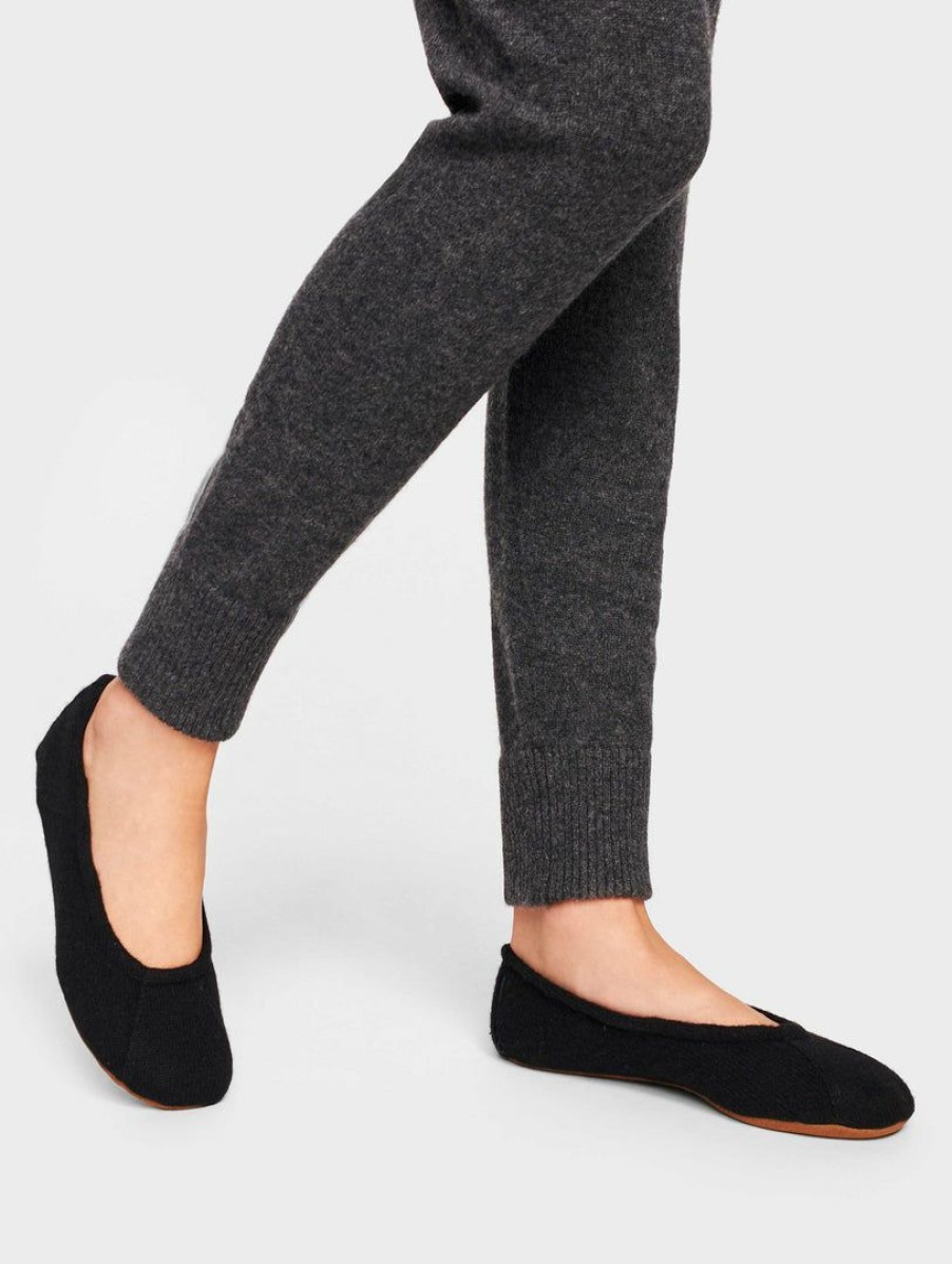 Apparel * | White + Warren Lounge Cashmere Ballet Slipper Black