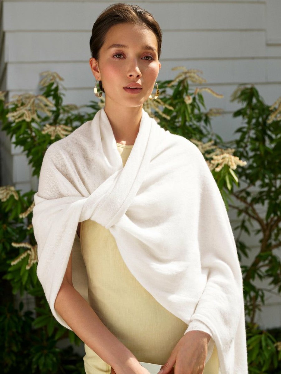 Apparel * | White + Warren Cashmere Travel Wrap Soft White