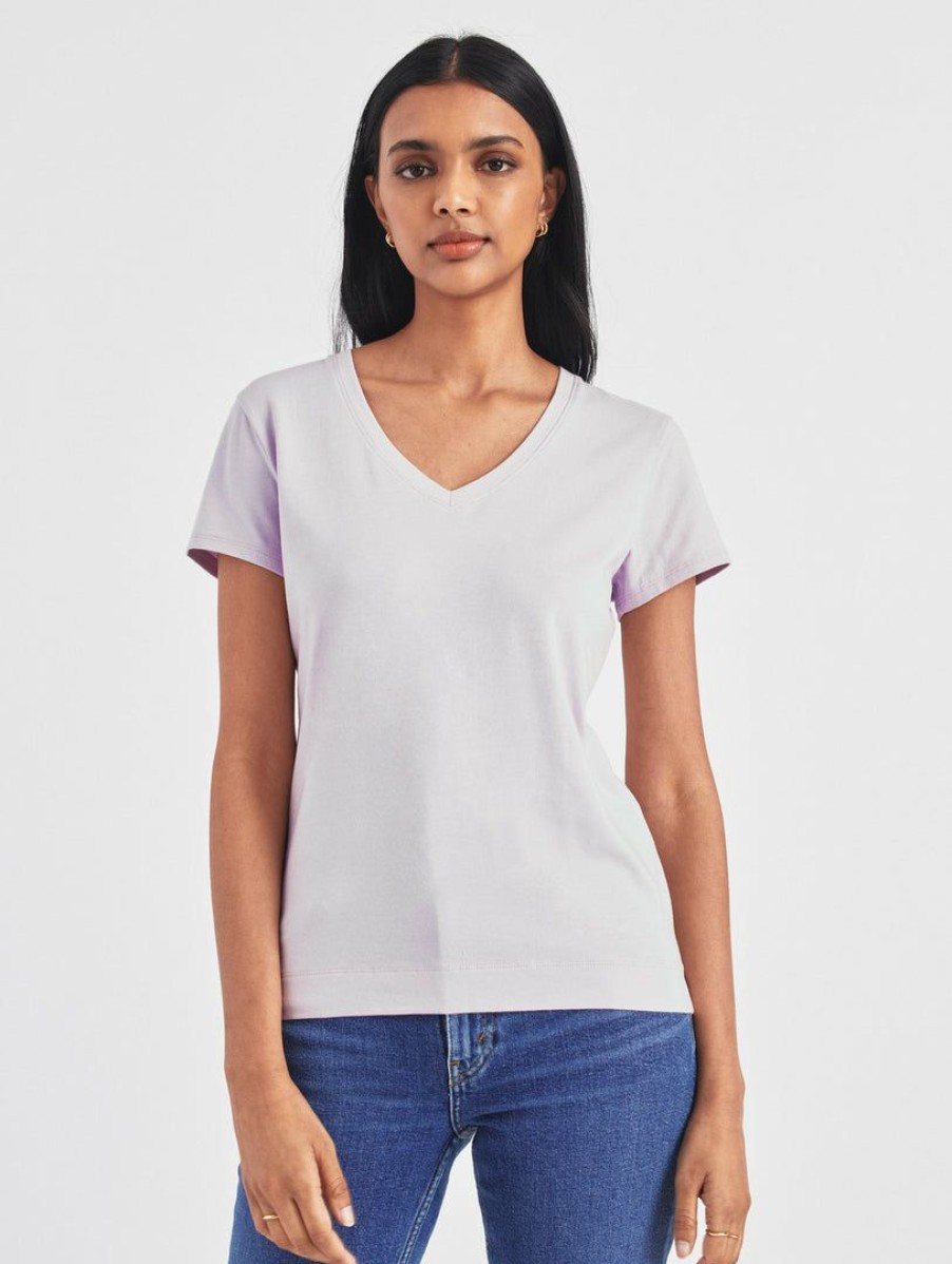 Apparel * | White + Warren Cotton Modal V Neck Tee Tops + Tees Pale Lilac