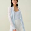 Apparel * | White + Warren Linen Blend Open Cardigan Wave Heather