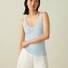 Apparel * | White + Warren Vacation Wardrobe Linen Blend Ribbed Tank Sky Blue Heather