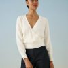 Apparel * | White + Warren Sweaters Cotton Silk Ribbed Ballet Top White