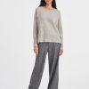 Apparel * | White + Warren Cashmere Relaxed Crewneck Misty Grey Heather