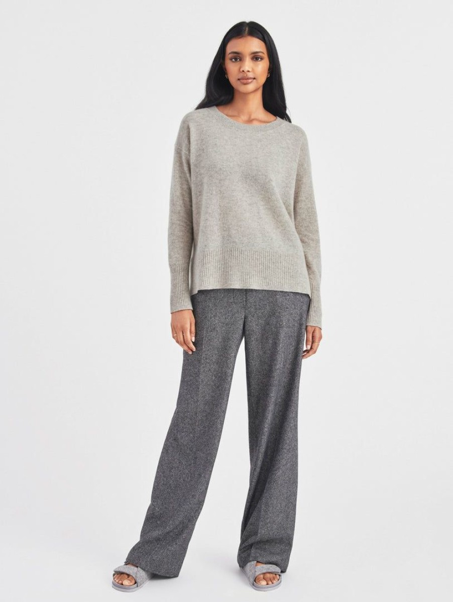 Apparel * | White + Warren Cashmere Relaxed Crewneck Misty Grey Heather