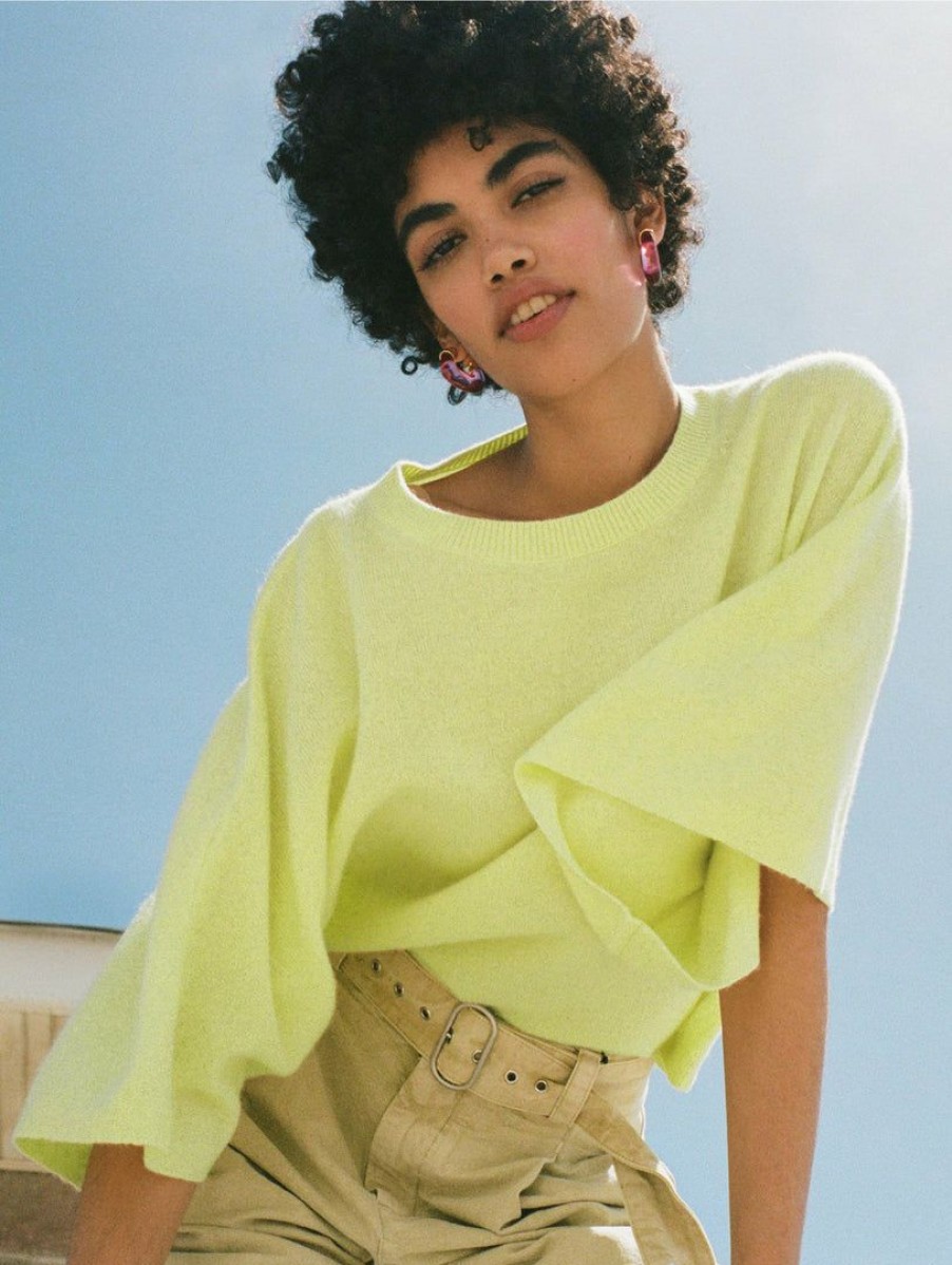 Apparel * | White + Warren Cashmere Draped Top Neon Citrus