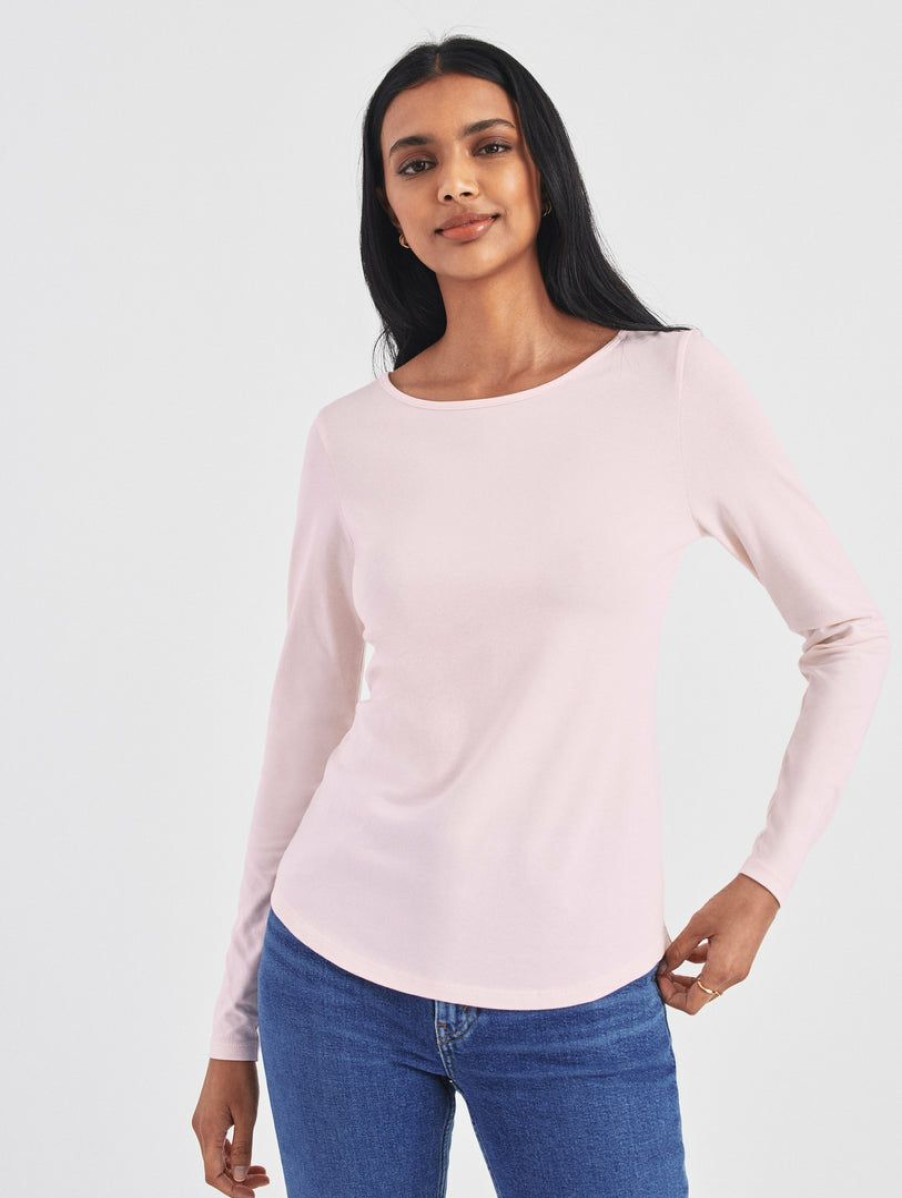 Apparel * | White + Warren Cotton Modal Boatneck Tee Tops + Tees Pale Pink Sand