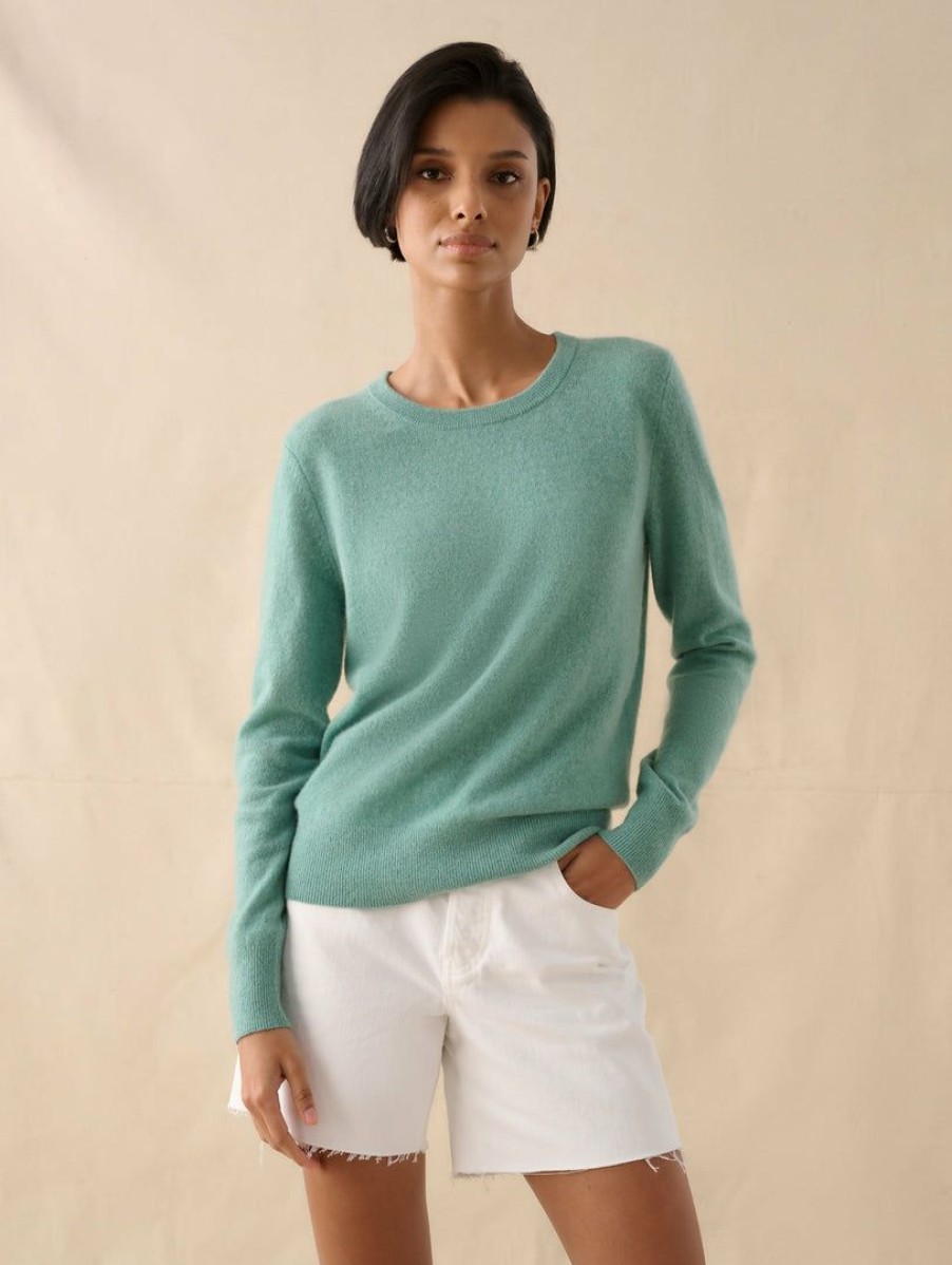 Apparel * | White + Warren The New Twinset Essential Cashmere Crewneck Garden Heather