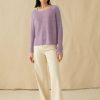 Apparel * | White + Warren Linen Ribbed Crewneck Lavender Heather