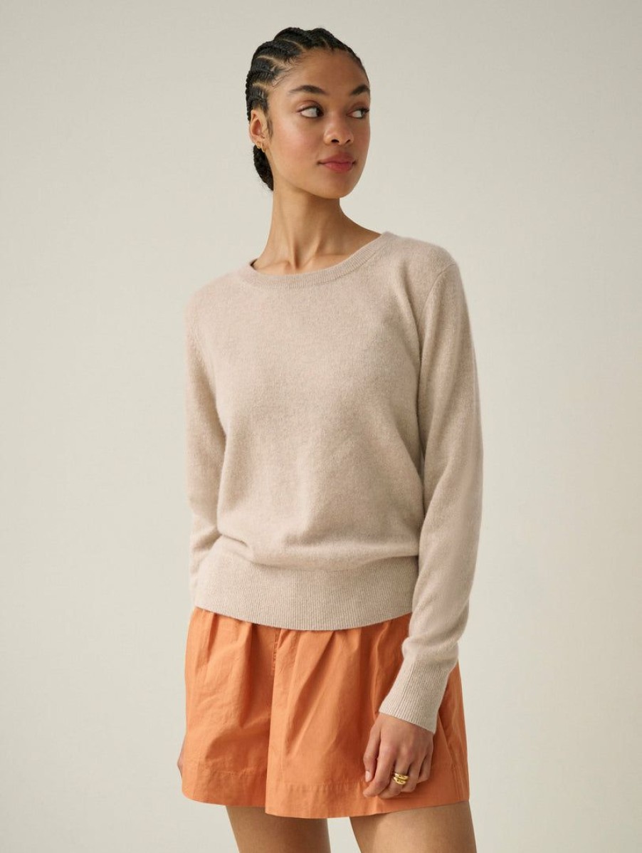 Apparel * | White + Warren Essential Cashmere Crewneck Toffee Heather