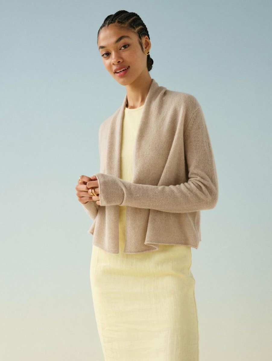 Apparel * | White + Warren Essential Cashmere Cropped Trapeze Best-Sellers Toffee Heather