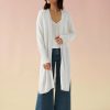 Apparel * | White + Warren Linen Long Open Cardigan White