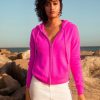 Apparel * | White + Warren Cashmere Zip Up Hoodie Almost Gone Electric Fuchsia